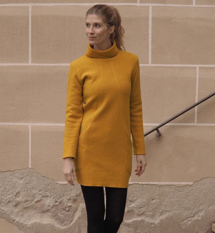 Reiff Damen Krepp-Kleid Sophie Wolle, Kurkuma