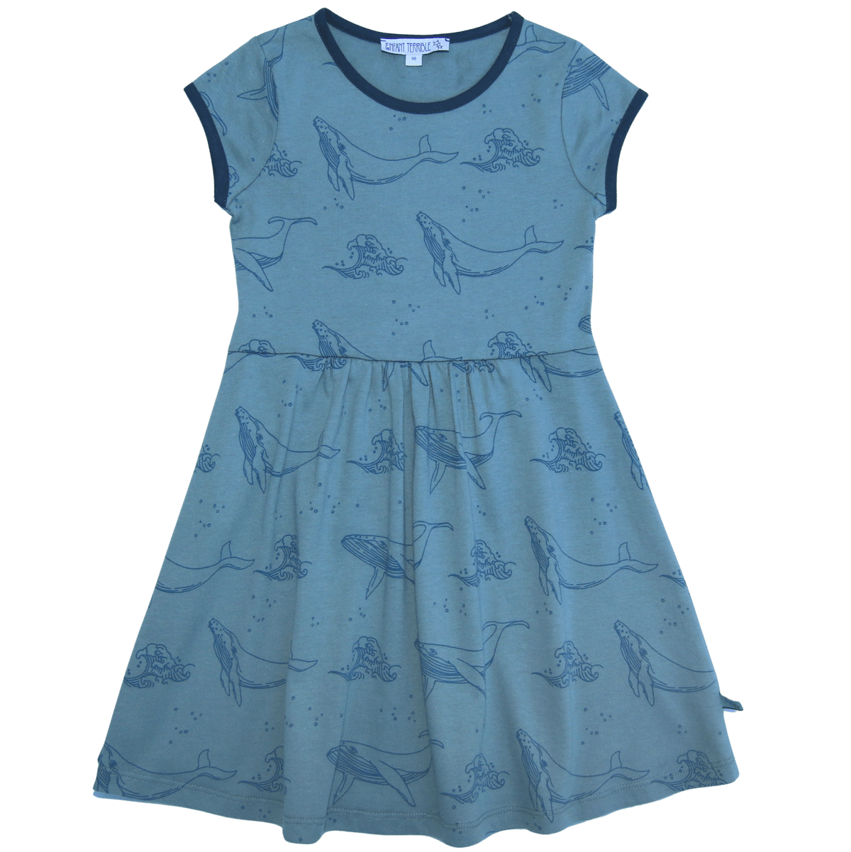 Enfant Terrible Kleid mit Wal-Alloverdruck, steel blue-dark petrol