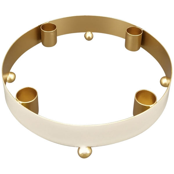 Kerzenhalter/Adventskranz EnameL klein, gold/beige