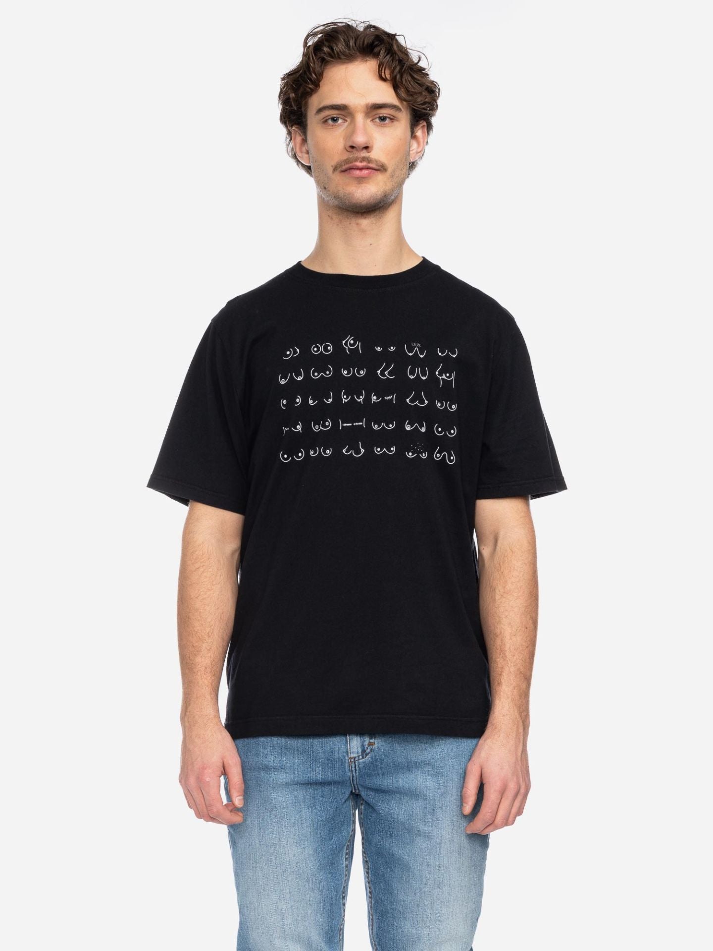 Ato Berlin Damen T-Shirt Maja Boobs Line, schwarz