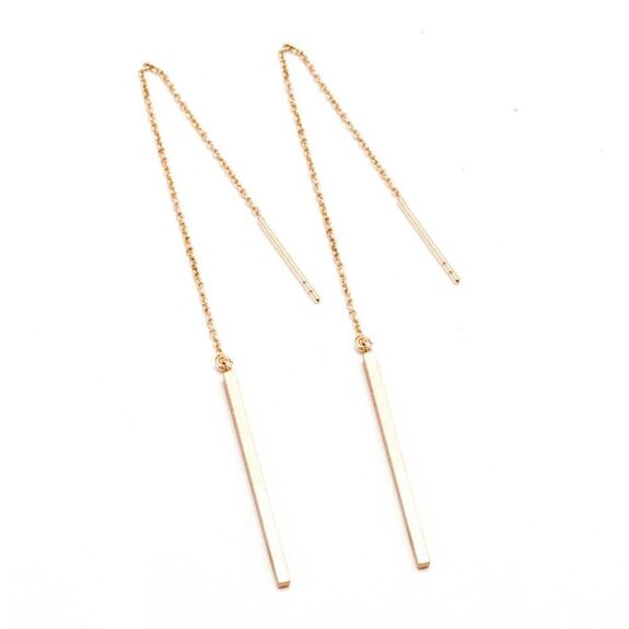 S. Engel Durchziehohrring Stab, vergoldet