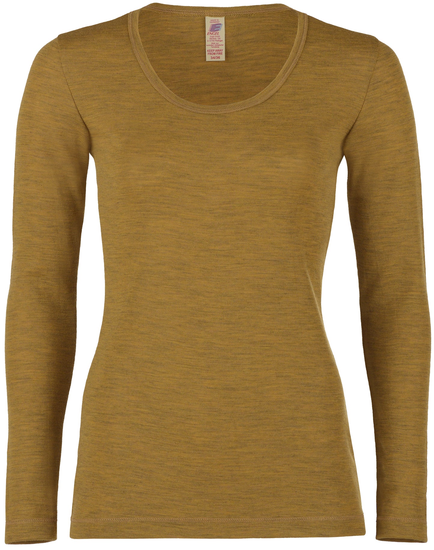 Engel Natur Damen Unterhemd/Langarmshirt Wolle, Safran melange