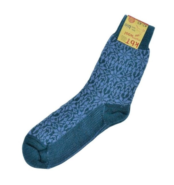 Hirsch Natur Wollsocken Sternenmuster, Türkis/Opal