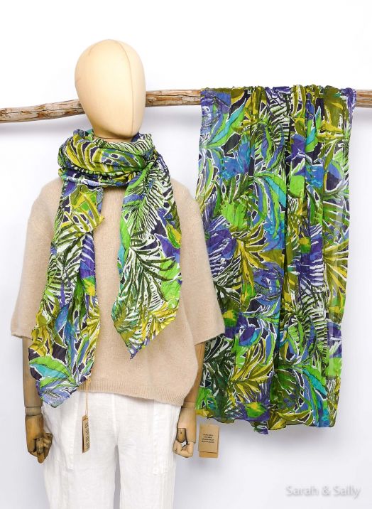 Sarah&Sally Schal Palmen (761), Blau