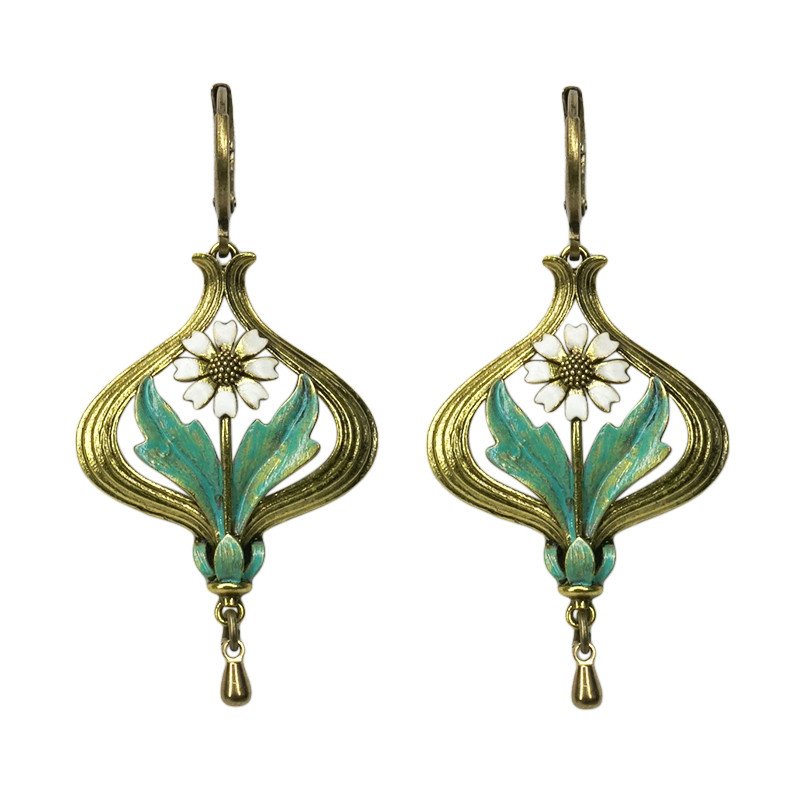 Urban Hippies Ohrringe Arabella White/Teal, Gold