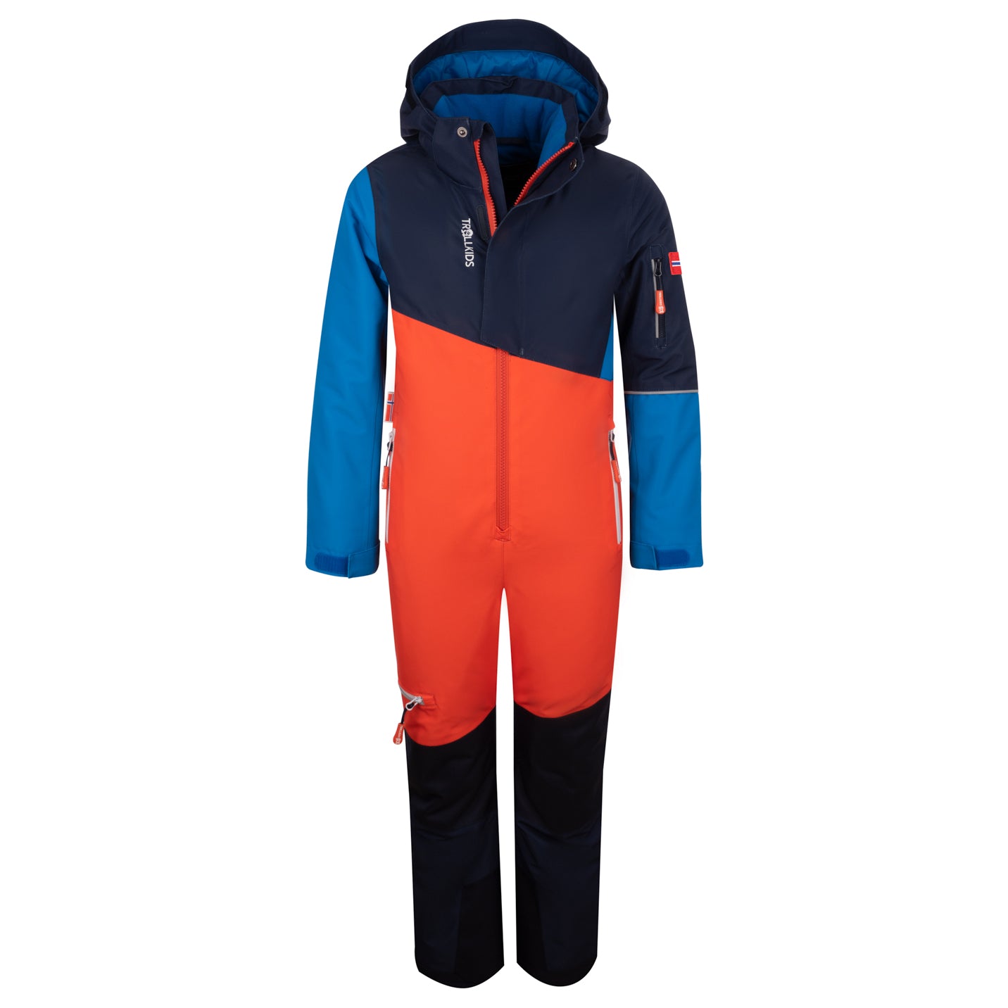 Trollkids Schneeanzug Hallingdal, flame orange/medium blue/navy