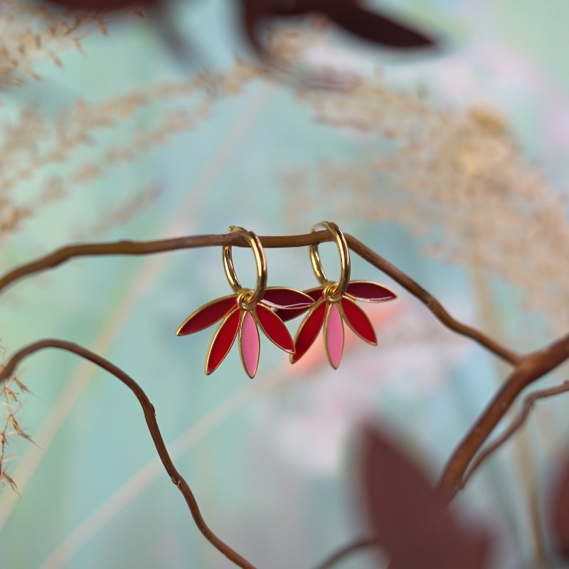 Urban Hippies Ohrringe Gemma, Rot/Gold