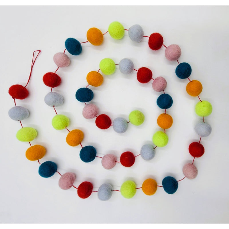 Filzkugelgirlande Wollfilz, Neon