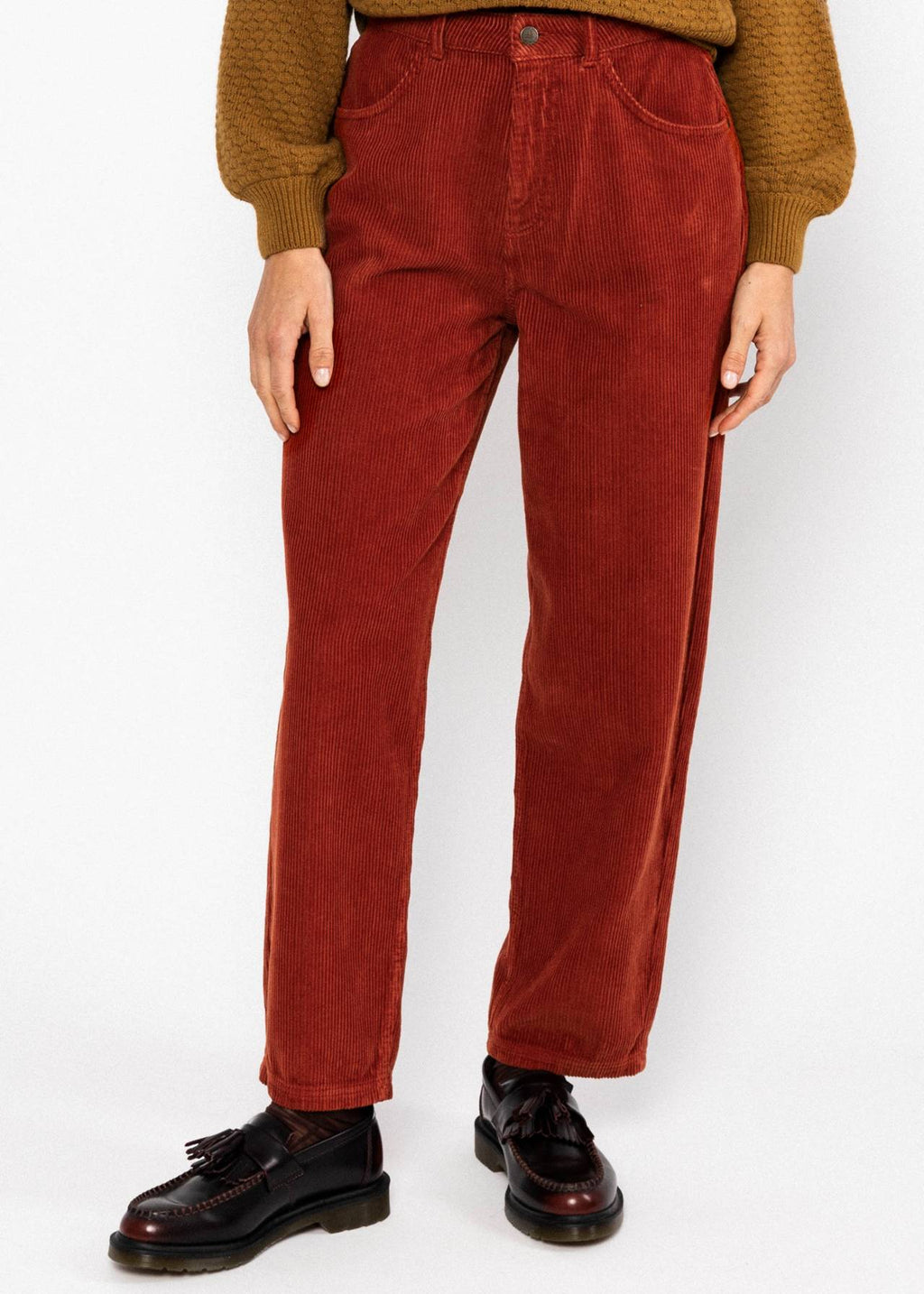 BG High-Waist-Cordhose Olotte, burnt earth
