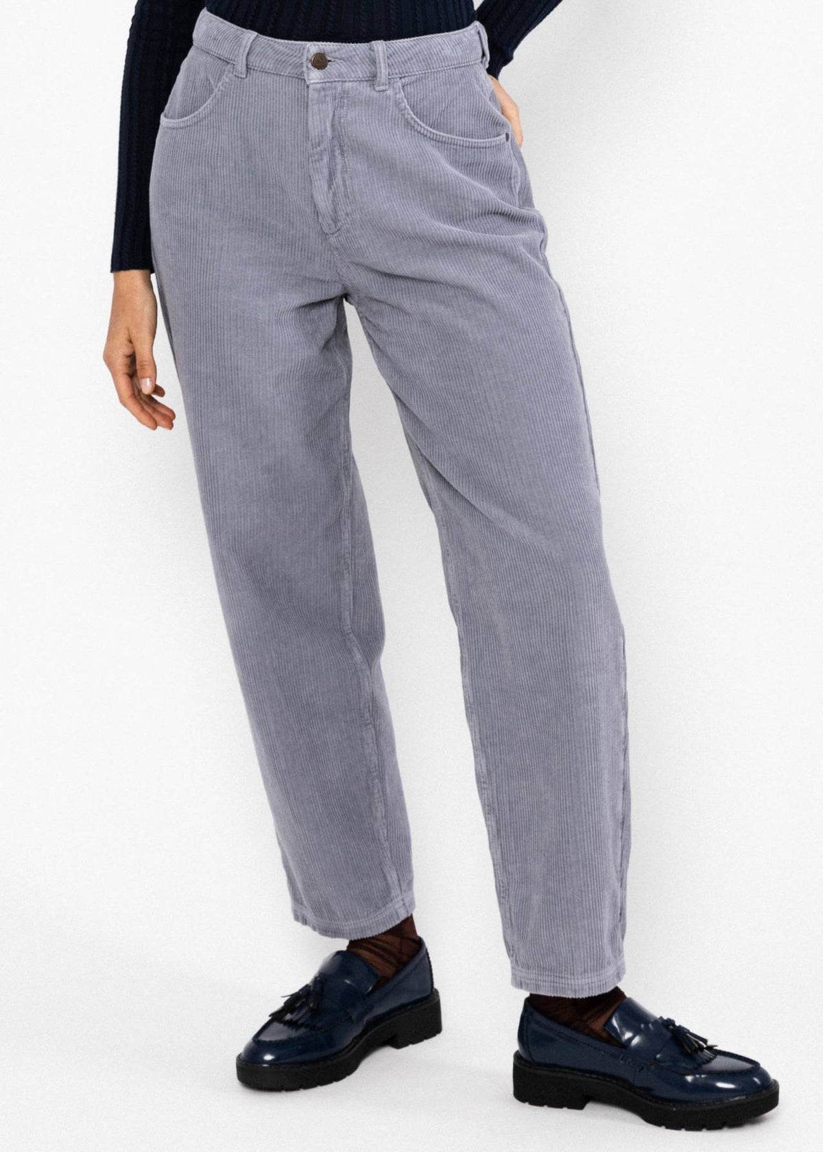 BG High-Waist-Cordhose Olotte, morning dawn blue
