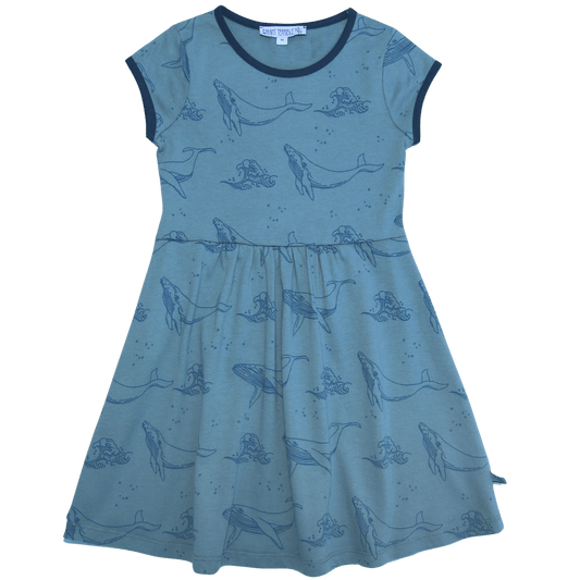 Enfant Terrible Kleid mit Wal-Alloverdruck, steel blue-dark petrol