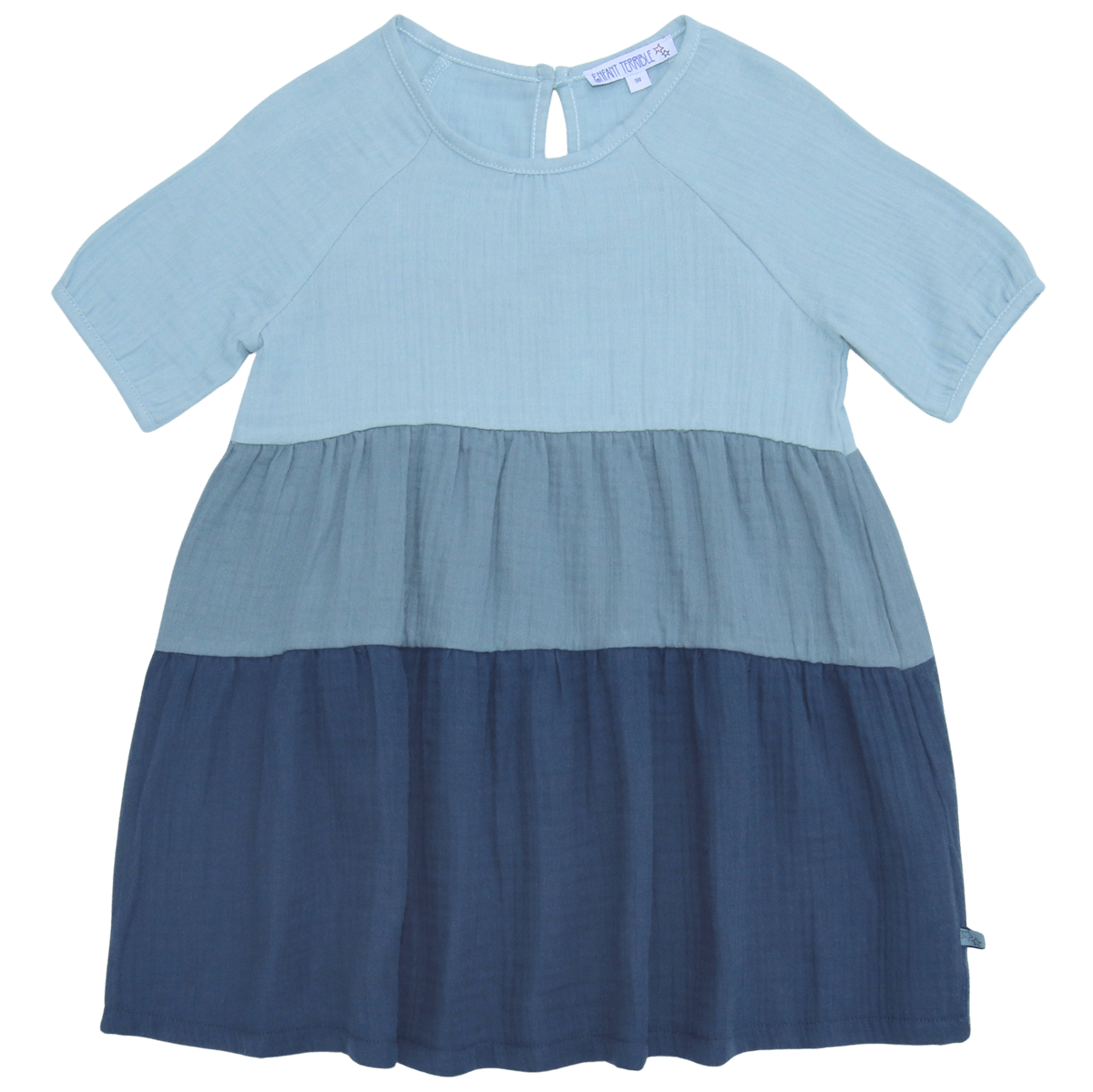 Enfant Terrible Musselin-Kleid Colourblocking, dark petrol-jade