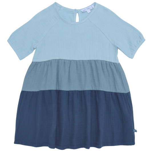 Enfant Terrible Musselin-Kleid Colourblocking, dark petrol-jade