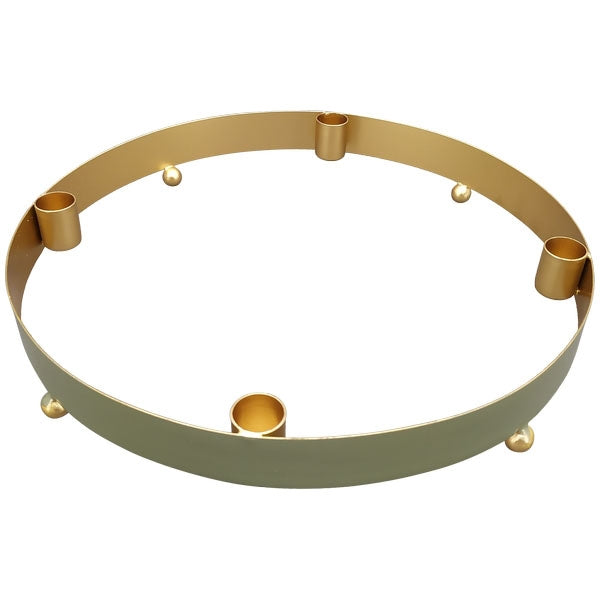 Kerzenhalter/Adventskranz EnameL groß, gold/grün