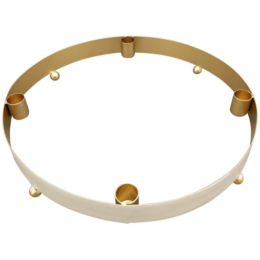 Kerzenhalter/Adventskranz EnameL groß, gold/beige