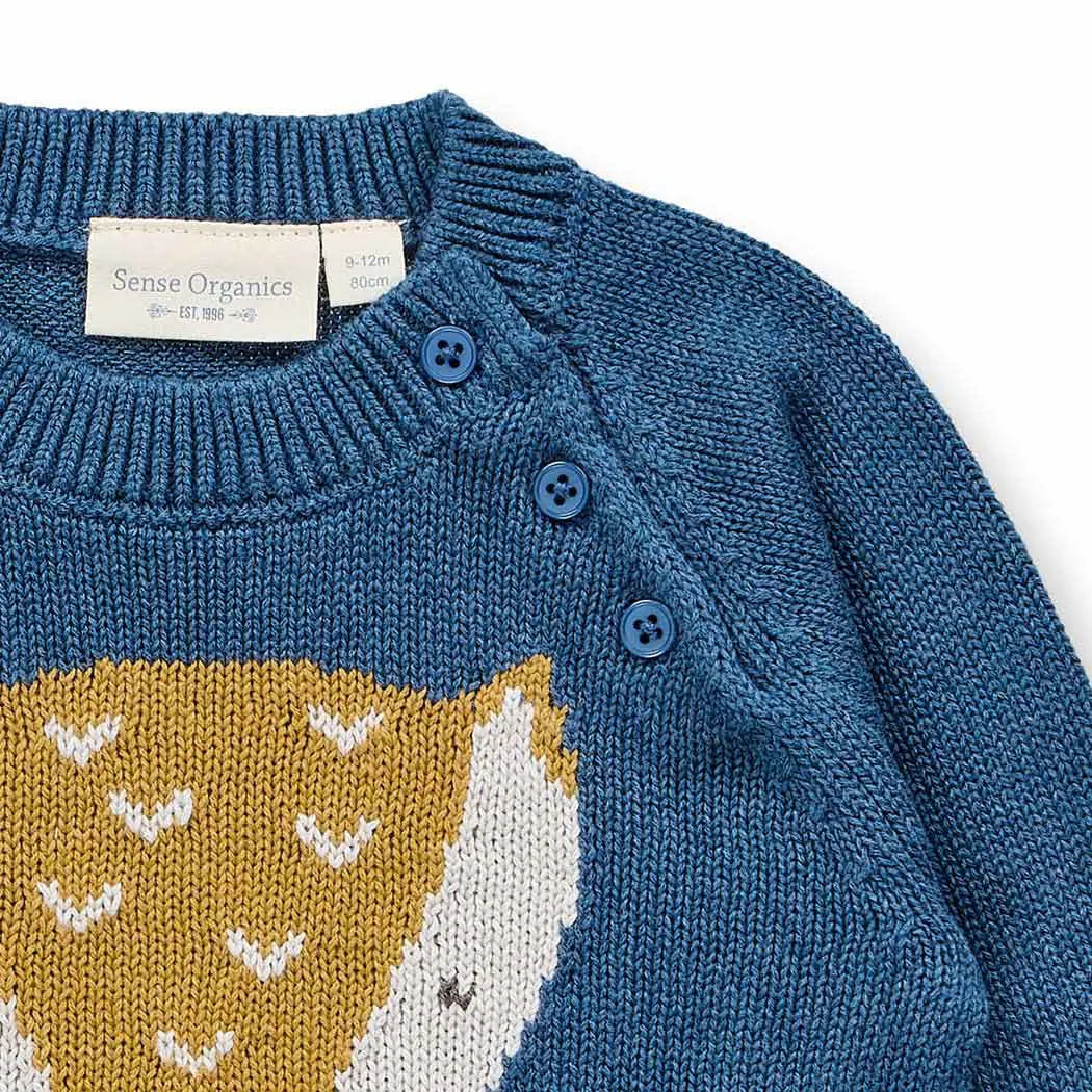 Sense Organics Baby-Strickpulli Navin, Blau+Fuchs