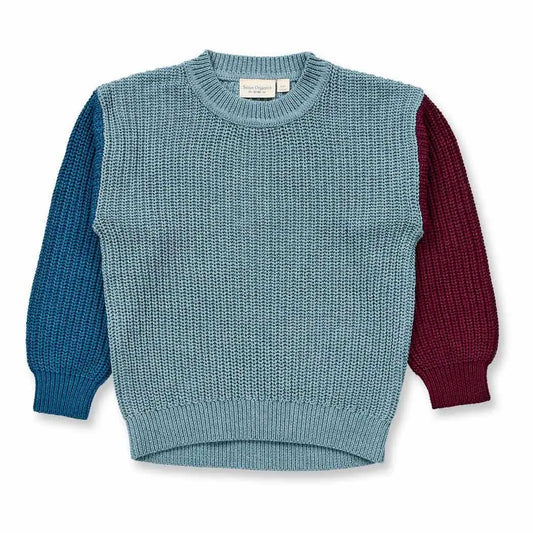 Sense Organics Strickpulli Delia, Petrol/Bordeaux