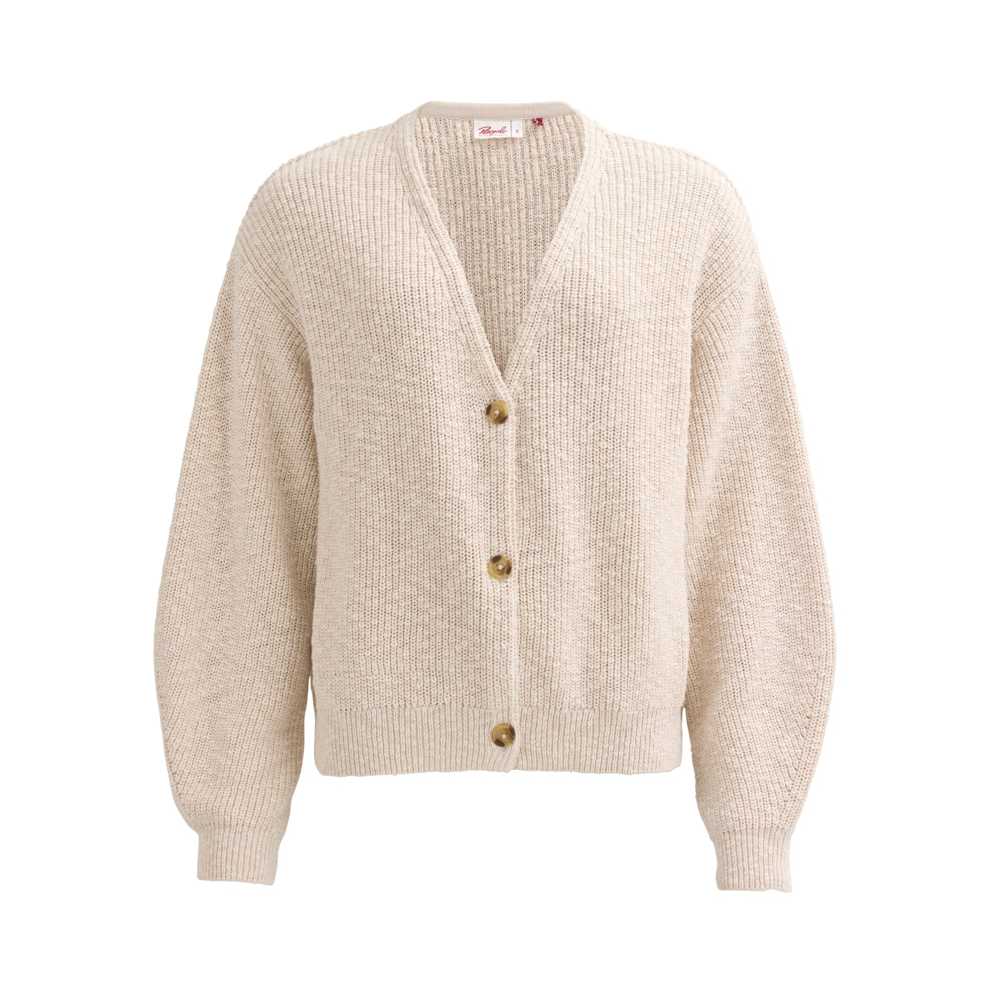 People Wear Organic Ripp-Strickjacke, natur
