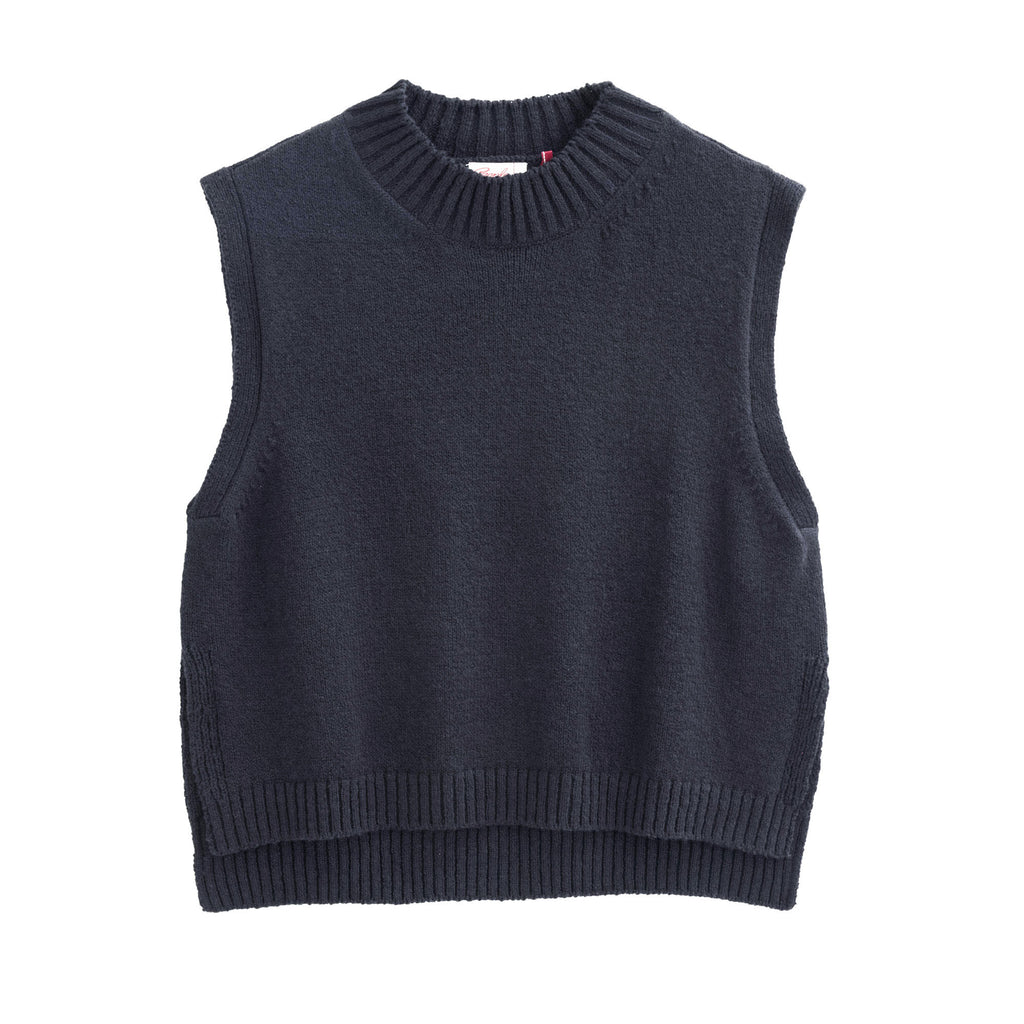 People Wear Organic Boucléstrick-Pullunder, dunkelblau