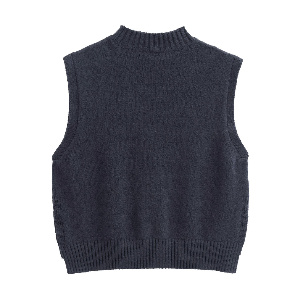 People Wear Organic Boucléstrick-Pullunder, dunkelblau