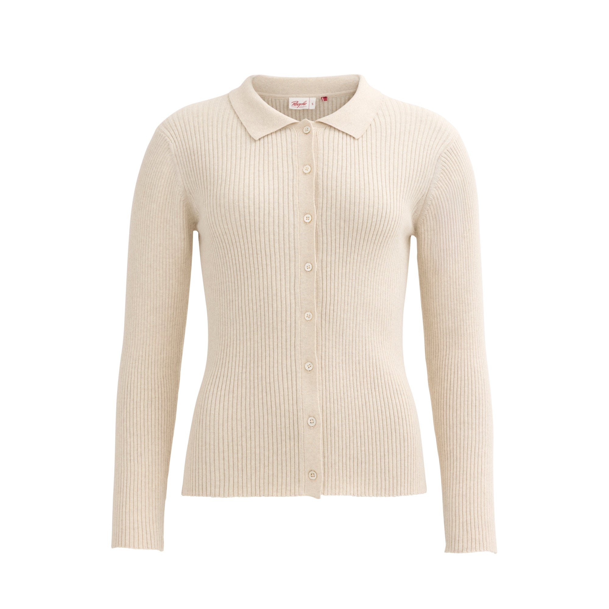 People Wear Organic Rippstrick-Pulli/Cardigan Polo, kitt