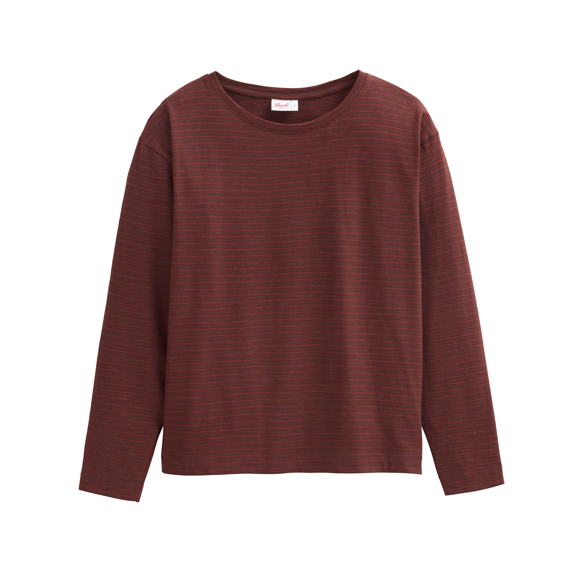 People Wear Organic Langarmshirt, kastanie geringelt
