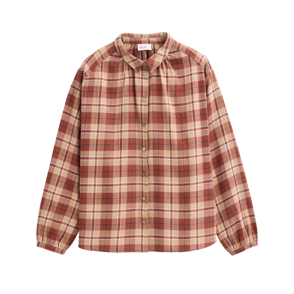 People Wear Organic Flanell-Bluse, terrakotta kariert