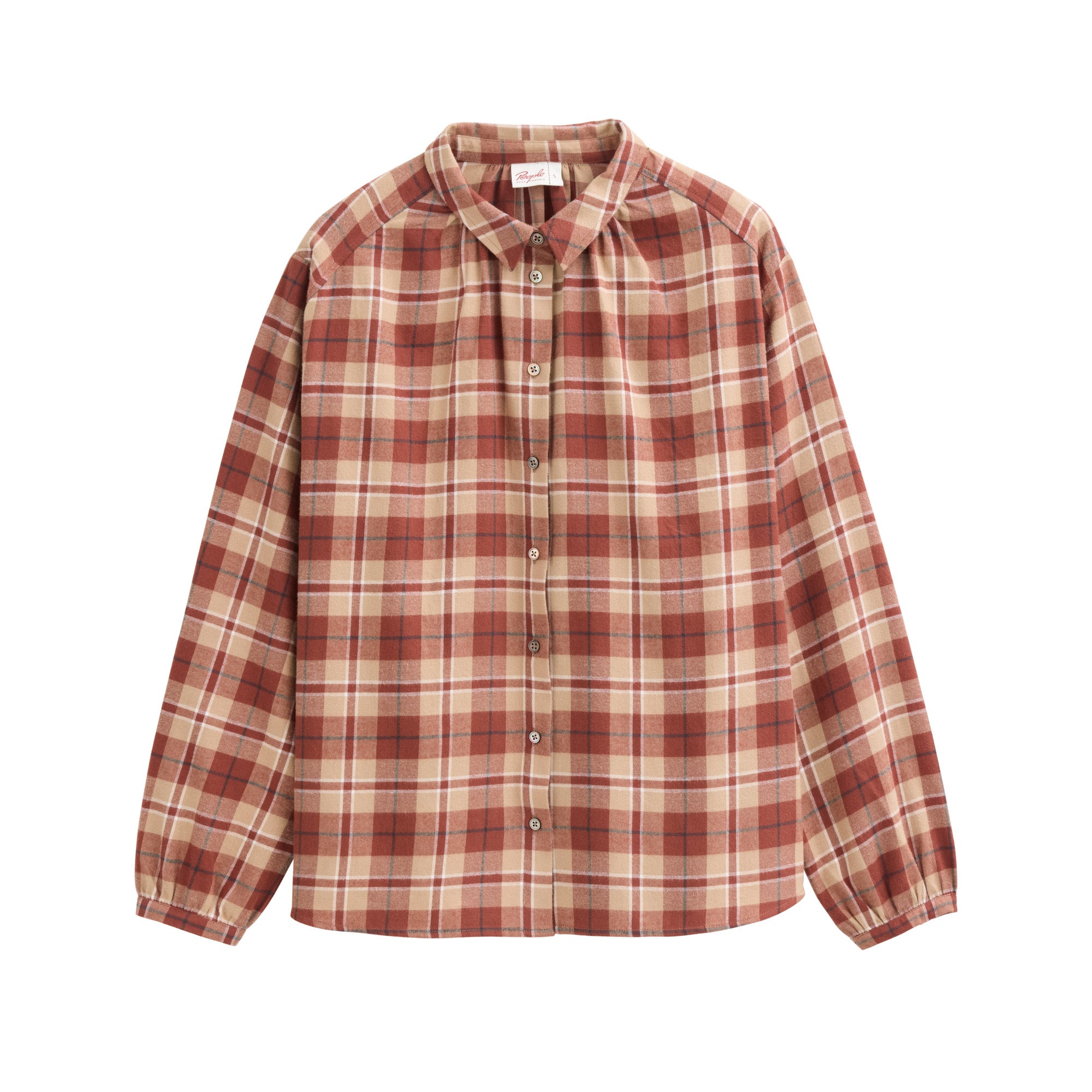 People Wear Organic Flanell-Bluse, terrakotta kariert