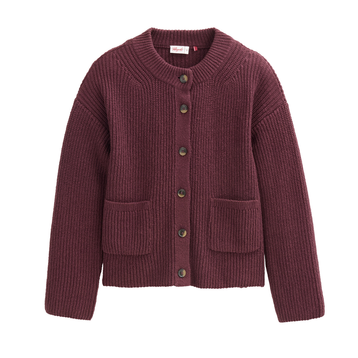 People Wear Organic Bouclé-Strickjacke, Burgund