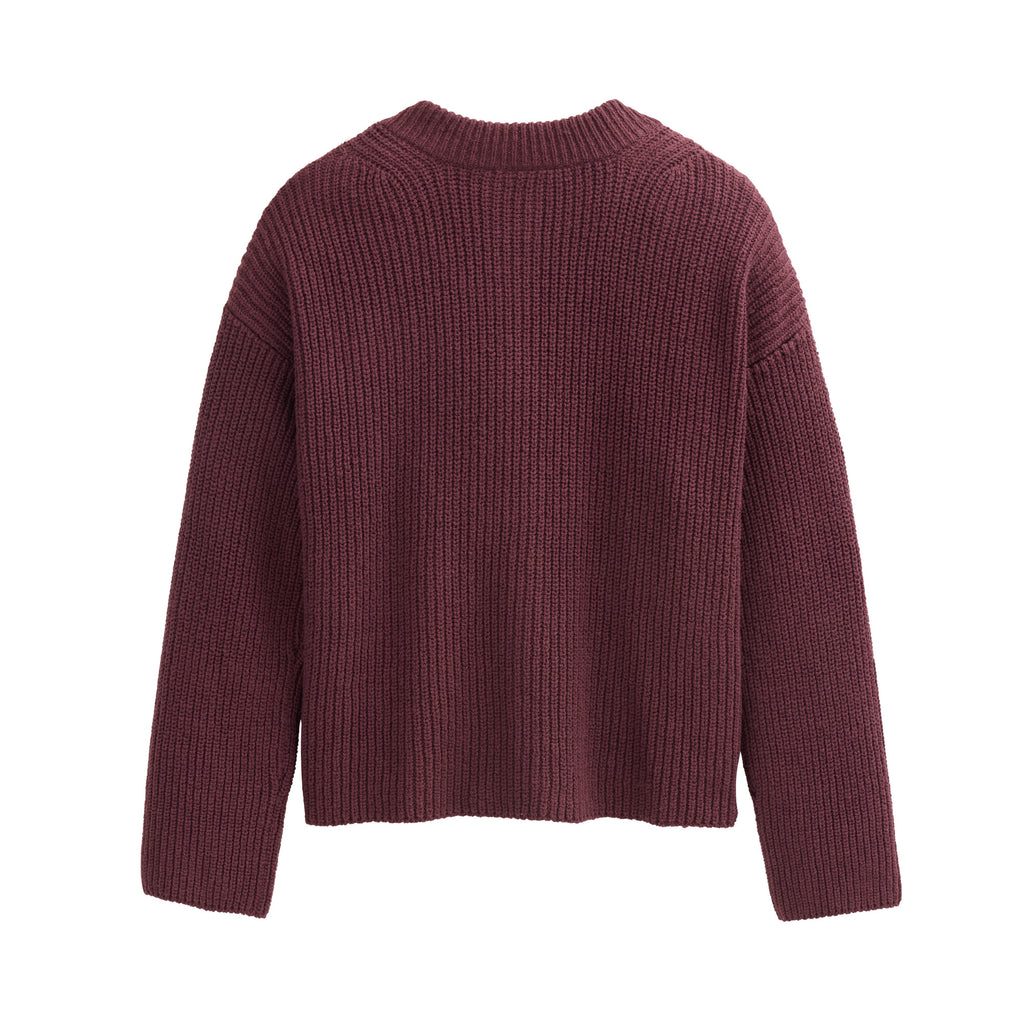 People Wear Organic Bouclé-Strickjacke, Burgund