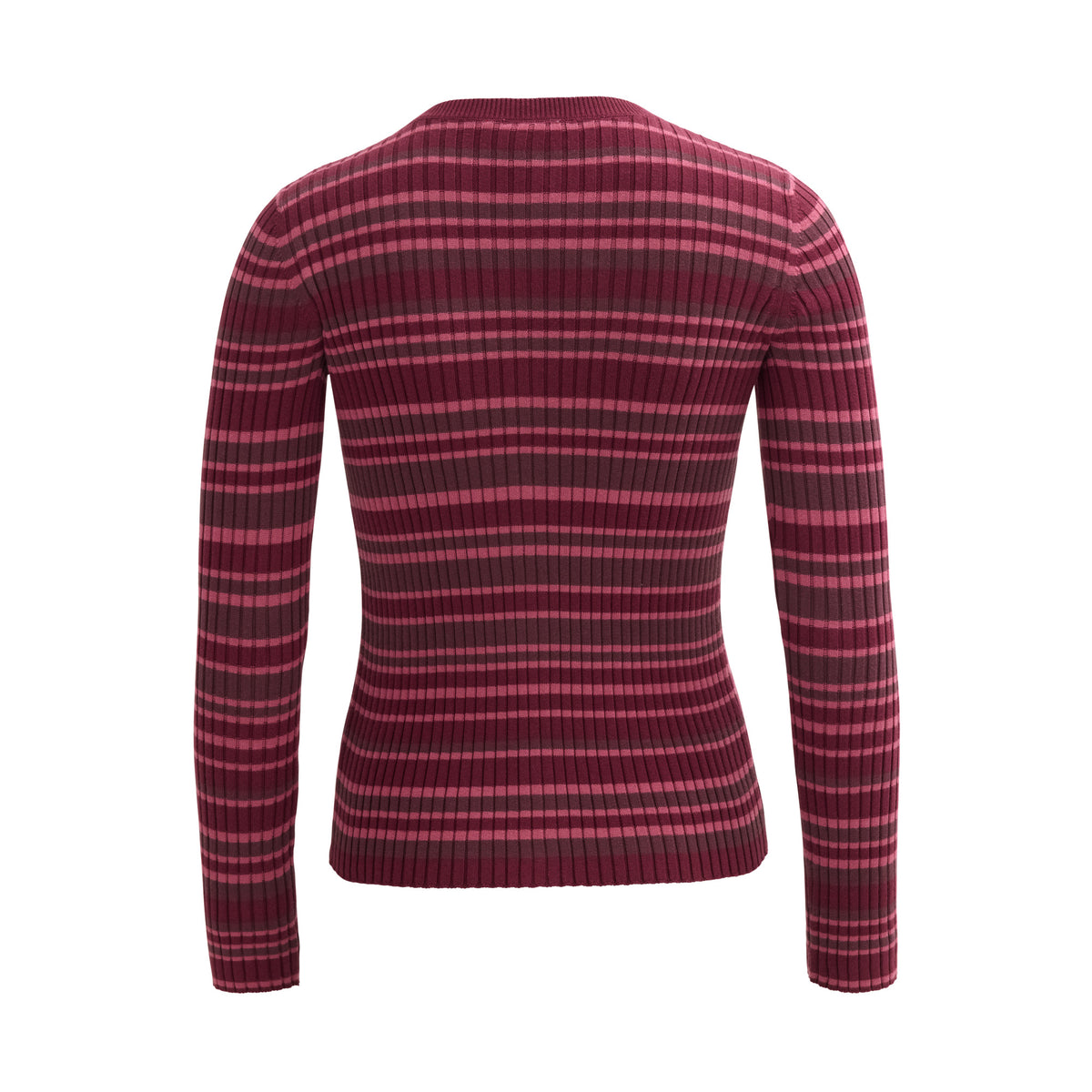 People Wear Organic Rippstrick-Cardigan, Burgund geringelt