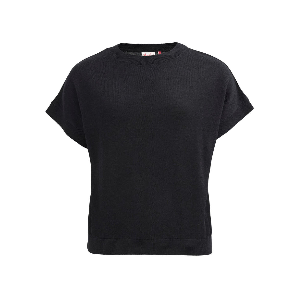 People Wear Organic Merino-Strickpullover kurzarm, Schwarz