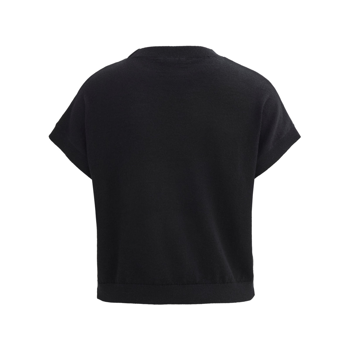 People Wear Organic Merino-Strickpullover kurzarm, Schwarz