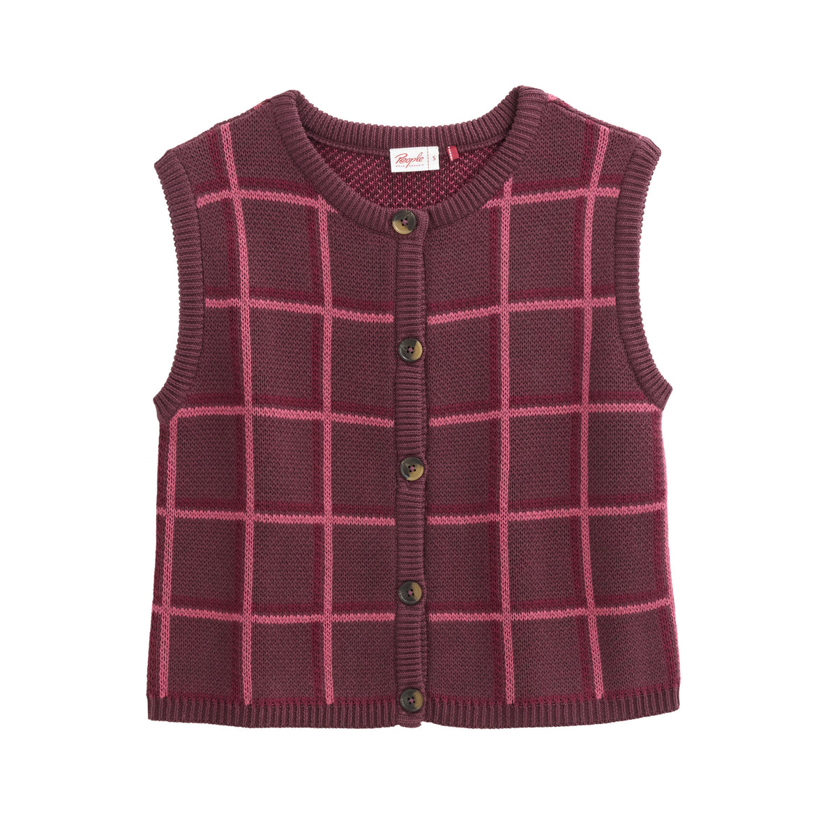 People Wear Organic Jacquard-Strick-Weste, Burgund