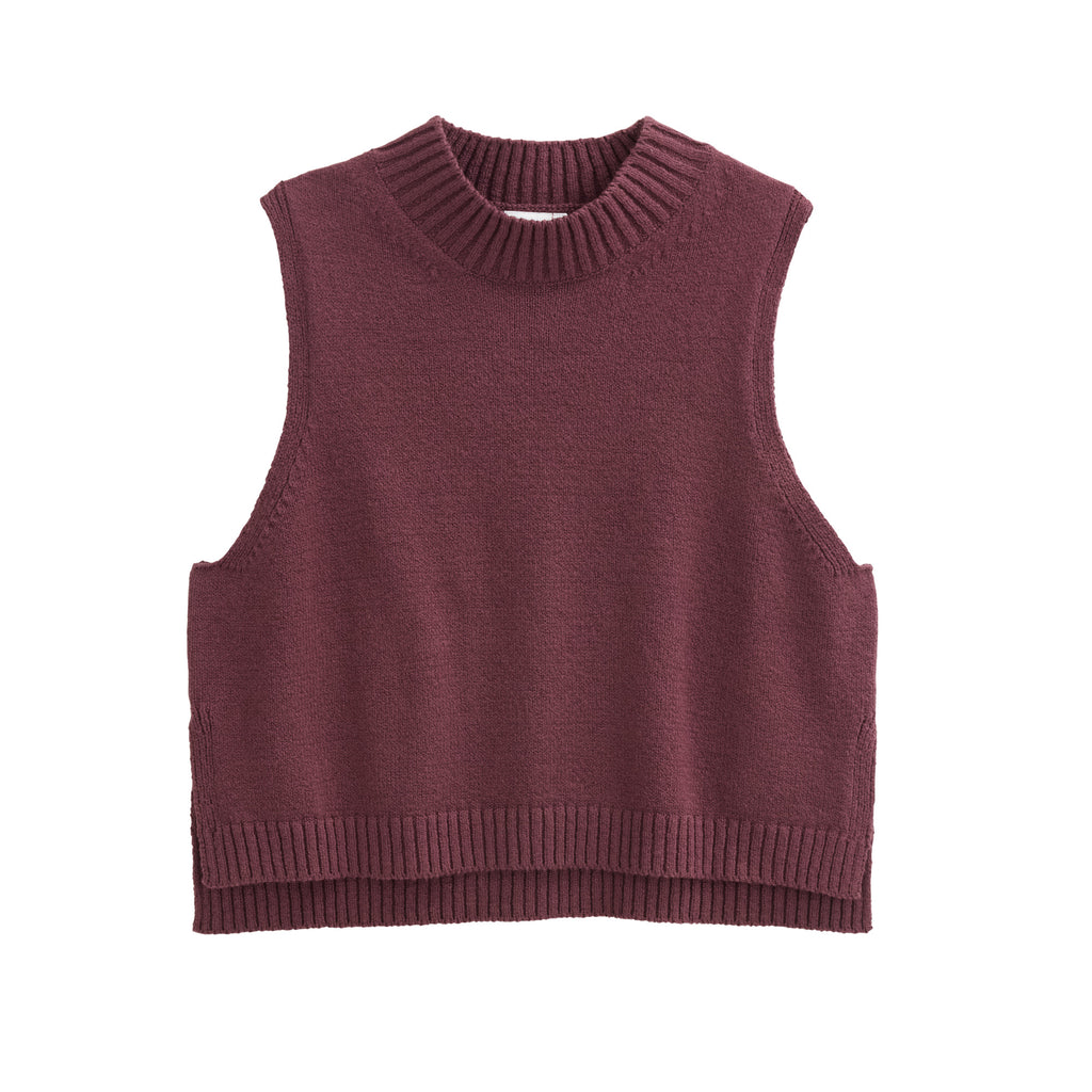 People Wear Organic Boucléstrick-Pullunder, Burgund