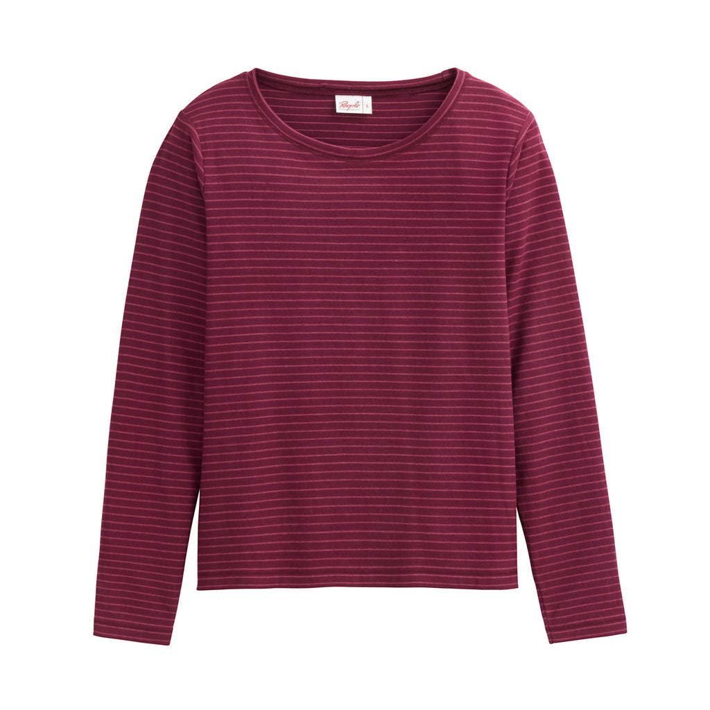 People Wear Organic Langarmshirt, bordeaux geringelt