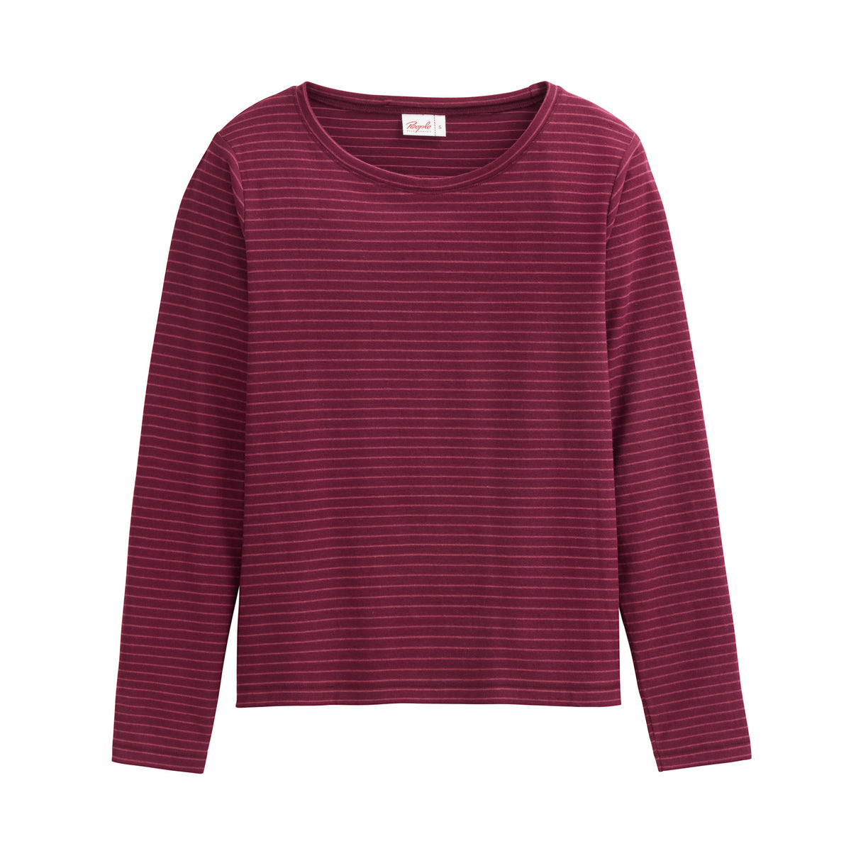 People Wear Organic Langarmshirt, bordeaux geringelt