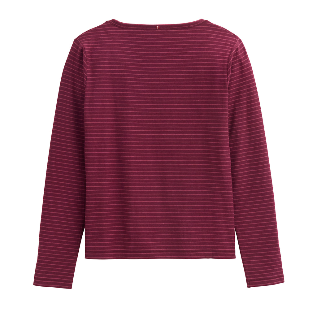 People Wear Organic Langarmshirt, bordeaux geringelt