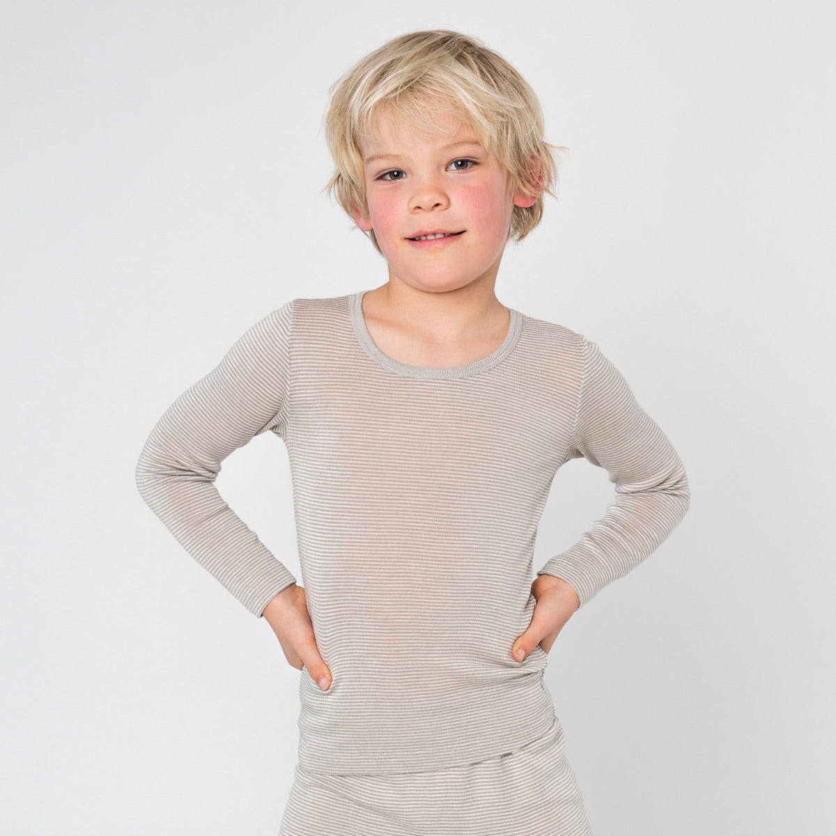 Living Crafts Unterhemd/Langarmshirt W/S, grau/natur