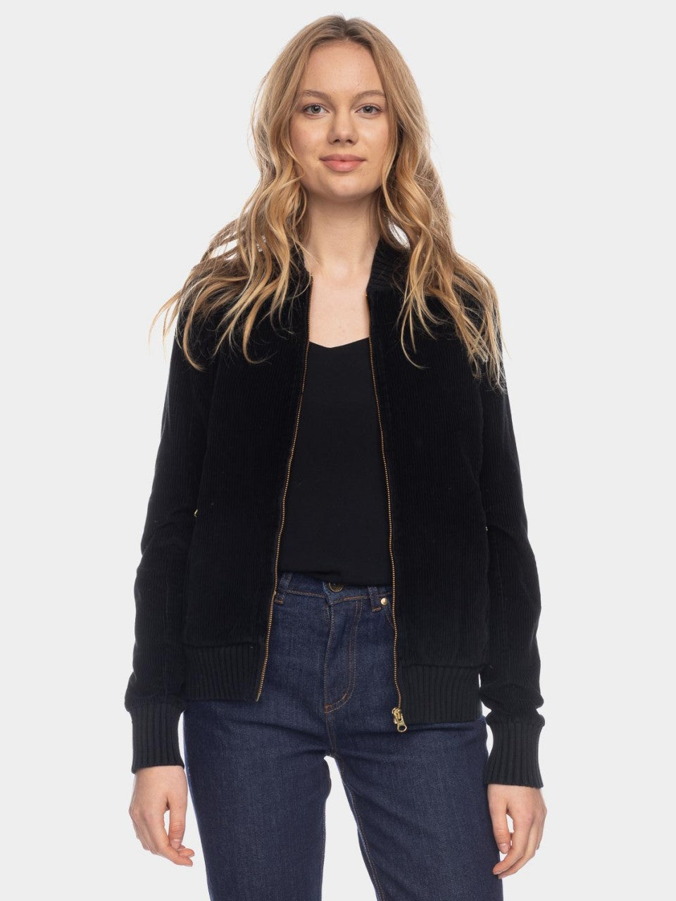 Ato Berlin Damen Breitcordjacke Bebe, Schwarz