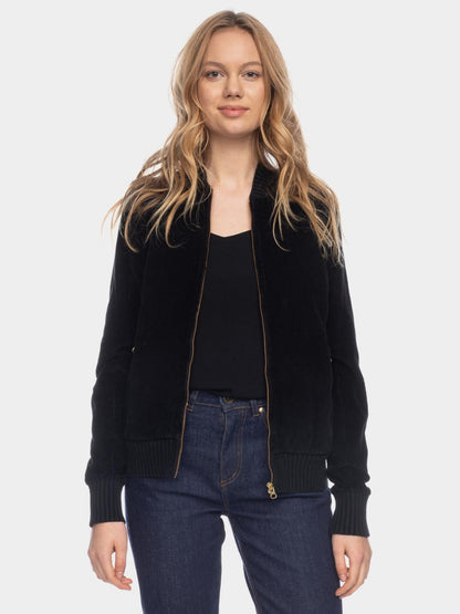 Ato Berlin Damen Breitcordjacke Bebe, Schwarz