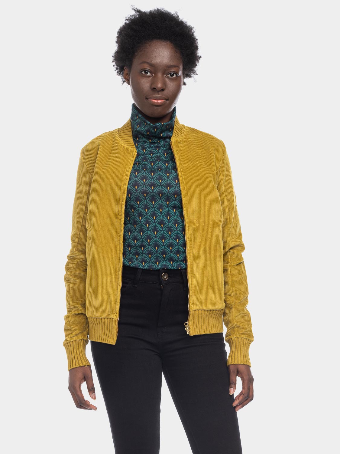 Ato Berlin Damen Breitcordjacke Bebe, Olive