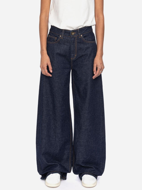 Dunkelblaue Damen-Jeans mit weitem Bein von Ato Berlin