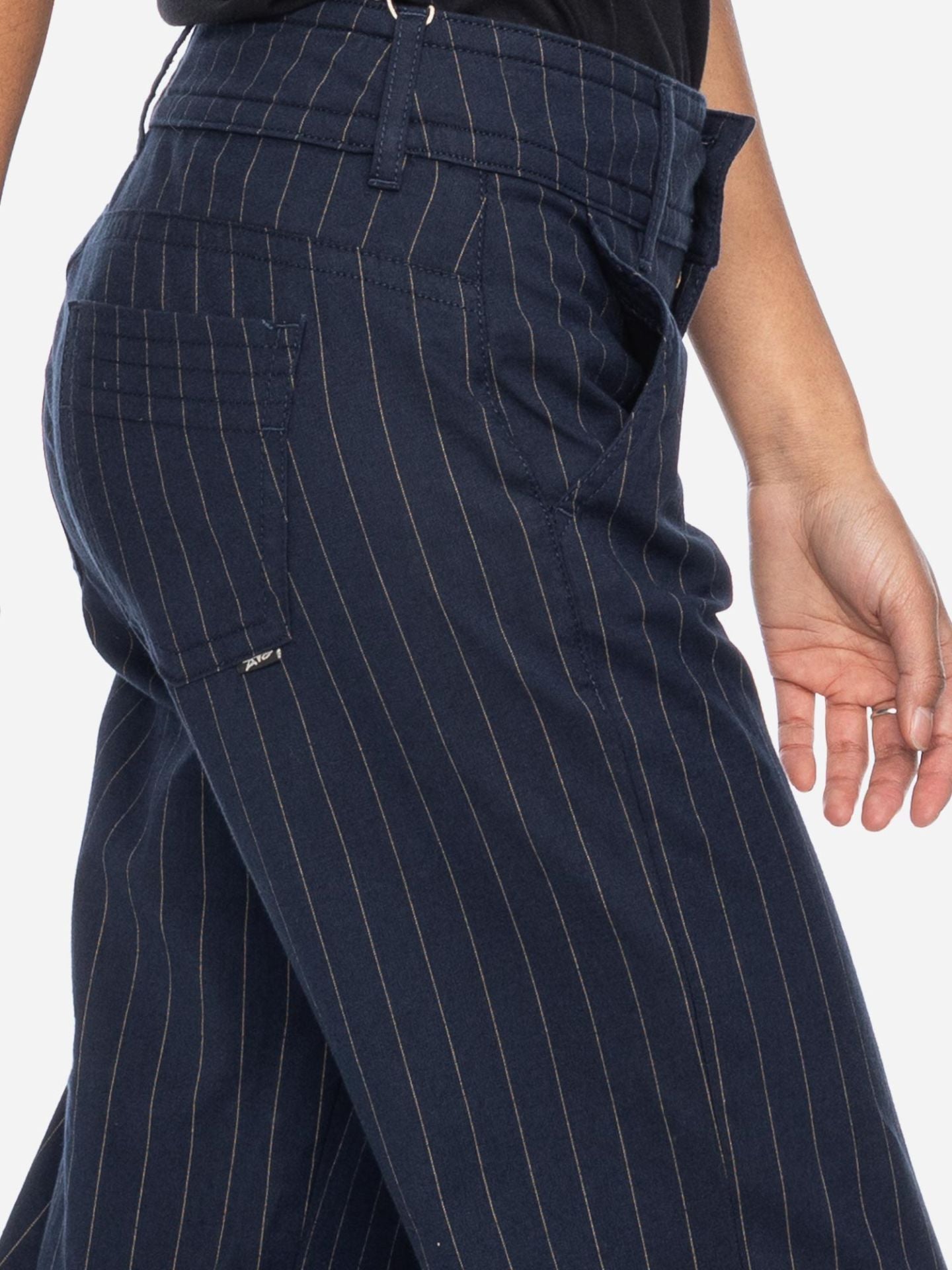 Ato Berlin - Stoffhose Lilia, d.blau/beige