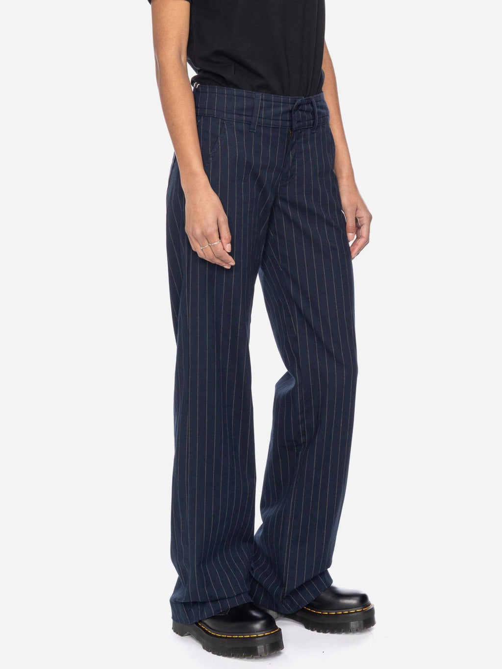 Ato Berlin - Stoffhose Lilia, d.blau/beige