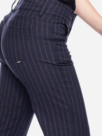 Ato Berlin - Stoffhose Lilia, d.blau/beige