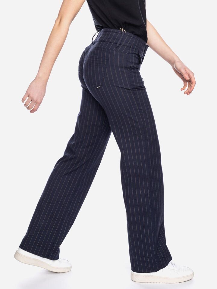 Ato Berlin - Stoffhose Lilia, d.blau/beige