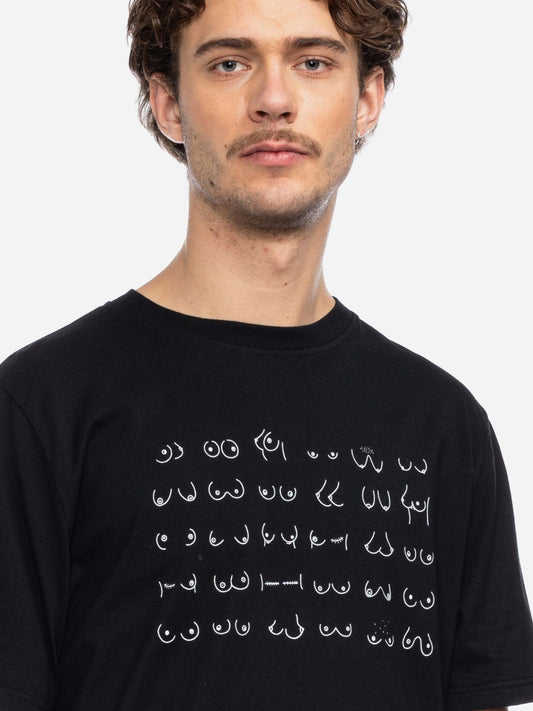 Ato Berlin Damen T-Shirt Maja Boobs Line, schwarz