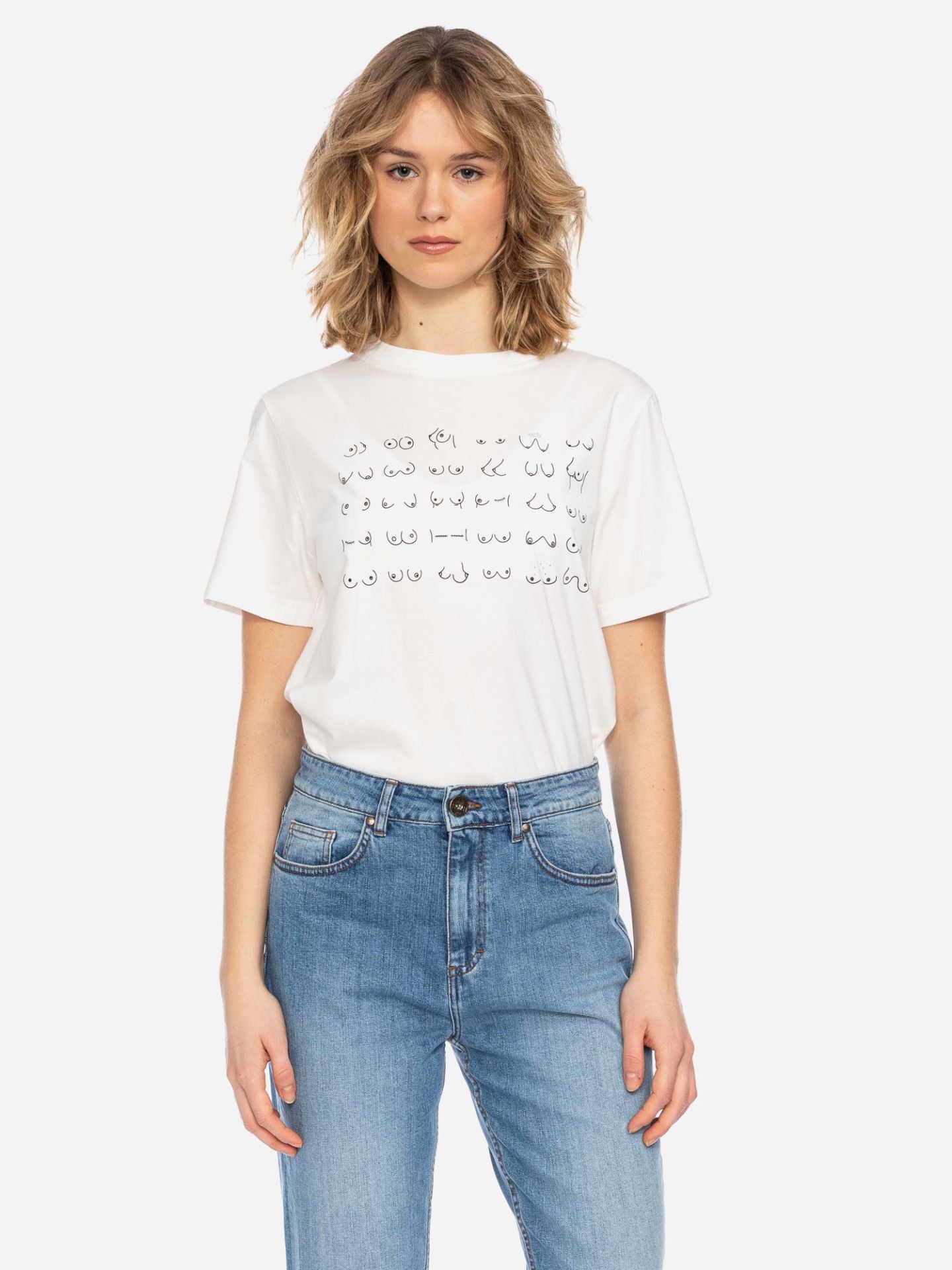 Ato Berlin T-Shirt Maja Boobs Line, weiß