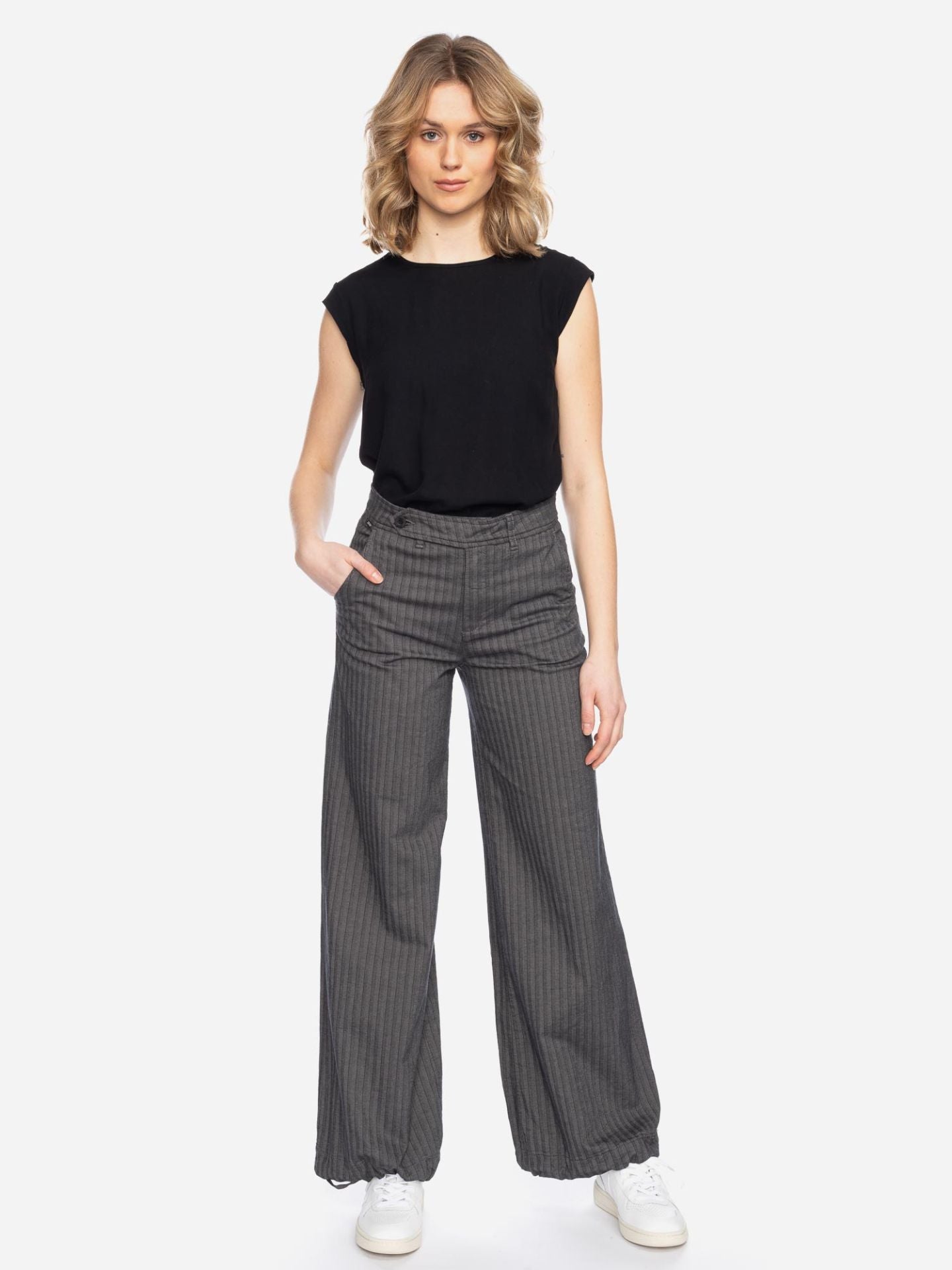 Ato Berlin Stoffhose Fiona, schw./grau